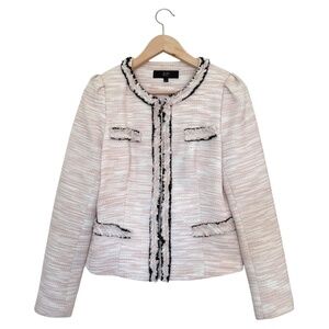 E.P. Women's Fashion Cropped Tweed Blazer Jacket. Color: light pink. Size: Small